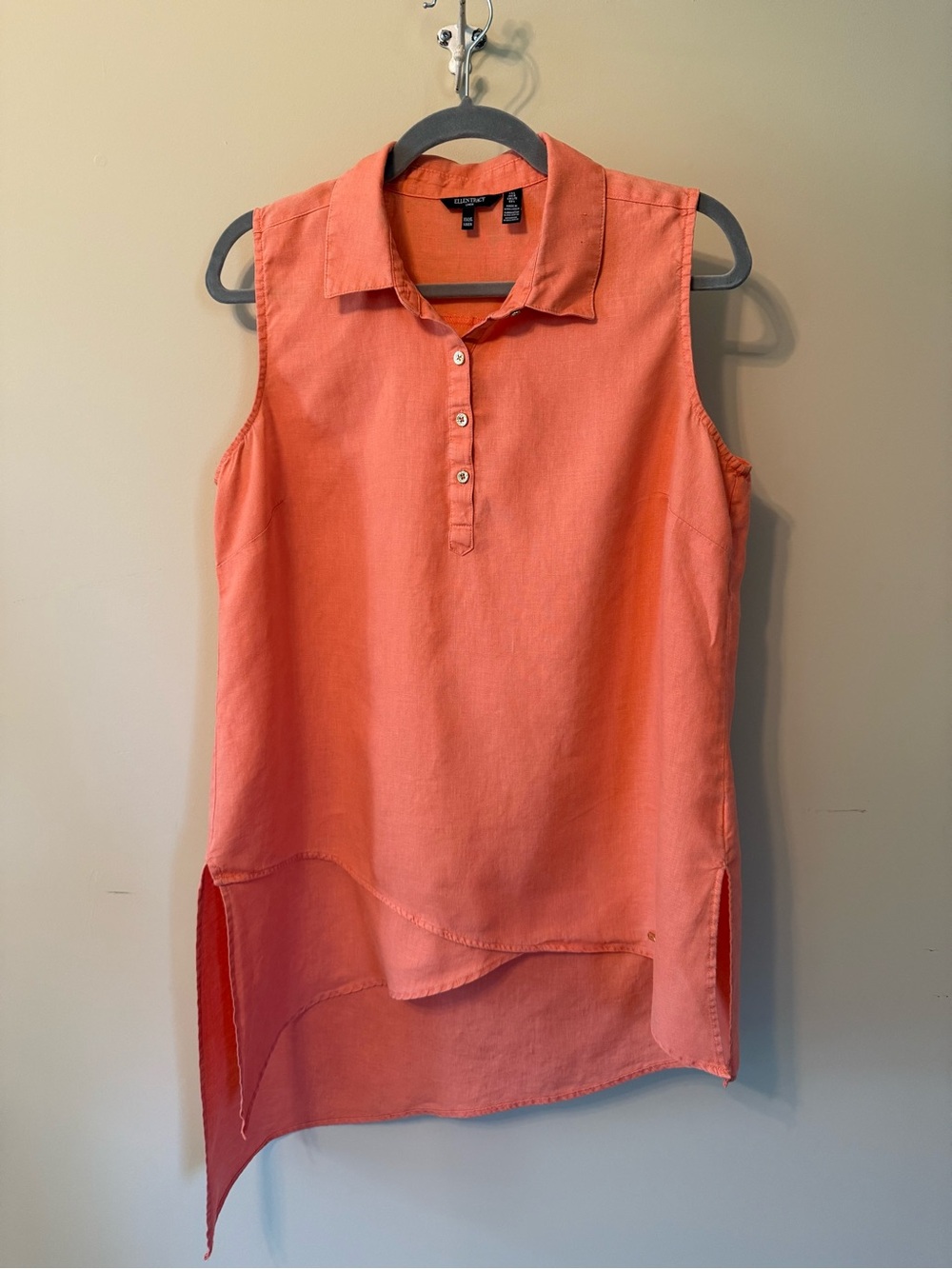 Ellen Tracy Coral Sleeveless Linen Tunic